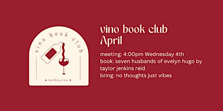 vino bookclub - april 3rd