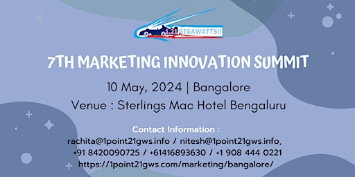 Immagine principale di 7TH Marketing Innovation Summit - Bangalore on 10  May 2024 
