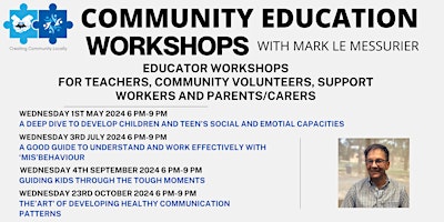 Imagen principal de Community Education Workshops with Mark L Messurier (Cert. PD sessions)