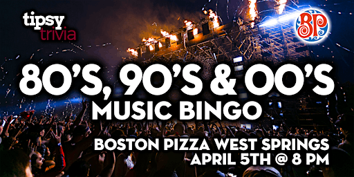 Imagen principal de Calgary: BP's West Springs - 80's, 90's & 00's Mix Music Bingo - Apr 5, 8p