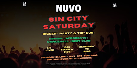 SIN CITY SATURDAY @ NUVO  LOUNGE - OTTAWA BIGGEST PARTY & TOP DJS!