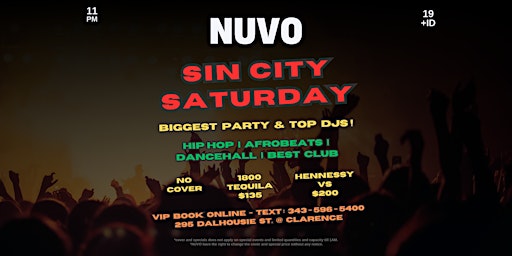 SIN CITY SATURDAY @ NUVO  LOUNGE - OTTAWA BIGGEST PARTY & TOP DJS! primary image