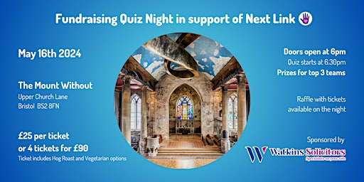 Imagem principal do evento Fundraising Charity Quiz Night in Support of Next Link