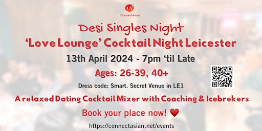 Imagem principal do evento ConnectAsian 'Love Lounge' Singles Mixer - Leicester