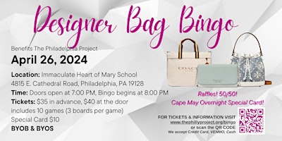 Primaire afbeelding van Designer Bag BINGO with Cape May Overnight Special Card!