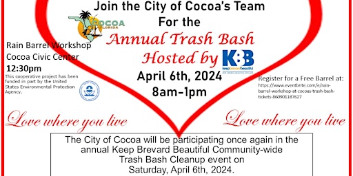 Image principale de Rain Barrel Workshop at Cocoa's Trash Bash