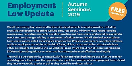 Primaire afbeelding van Employment Law Update - Autumn 2019 Colwyn Bay