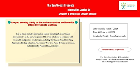 Information Session On Services & Benefits of Service Canada primary image