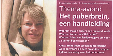 Thema -avond  met Aletta Smits : Het puberbrein- een handleiding