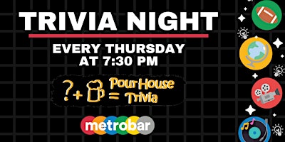 Primaire afbeelding van Trivia Night Thursdays at metrobar