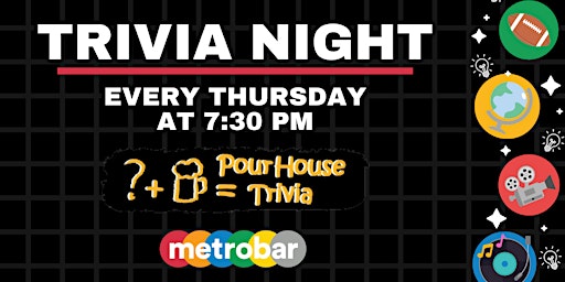 Imagem principal do evento Trivia Night Thursdays at metrobar