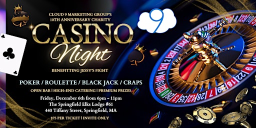 Immagine principale di Cloud 9's 10th Anniversary Charity Casino Night 