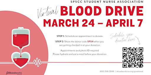Primaire afbeelding van SPSCC Student Nurses Association Blood Drive