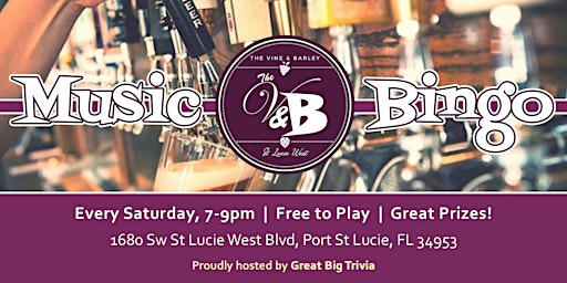 Imagem principal do evento Music Bingo @ The Vine & Barley | Fun times in Port St. Lucie!