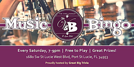 Image principale de Music Bingo @ The Vine & Barley | Fun times in Port St. Lucie!