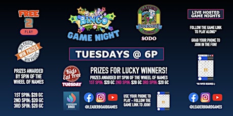 BINGO Game Night | Gator's Dockside - South Downtown (SODO) - TUE 6p