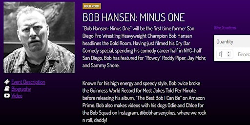 Imagem principal do evento Stand Up Comedy: Bob Hansen Minus One