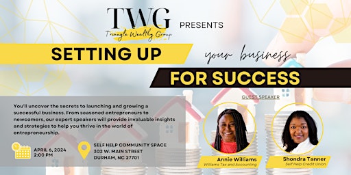 Imagen principal de TWG Presents . . . Setting up your business for success