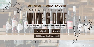 Imagem principal do evento McCauley Estate Vineyards Wine & Dine