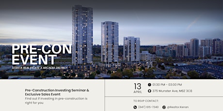 Pre-Construction Investing Seminar | Exclusive Sales Weekend Event