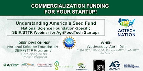 SBIR/STTR Webinar - Deep Dive on NSF for AgriFoodTech Startups