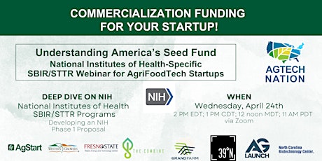 SBIR/STTR Webinar - Deep Dive on NIH for AgriFoodTech Startups