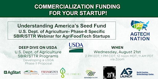 SBIR/STTR Webinar - Deep Dive on USDA Phase-II for AgriFoodTech Startups primary image