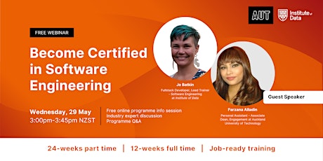 Webinar - AUT Software Engineering Programme Info Session: May 29, 3pm