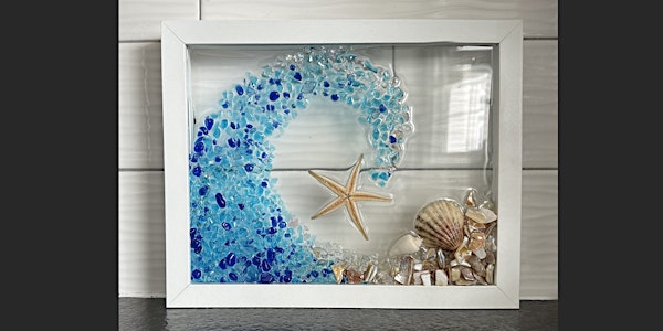 Crushed Glass &. Shells Ocean Wave in Frame Paint Sip Art Class