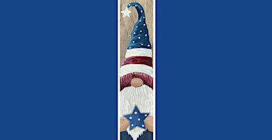 Patriotic All American Gnome on Wood Paint Sip Art Class primary image