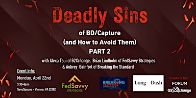 Imagem principal do evento Deadly Sins of BD/Capture (and How to Avoid Them) PART 2