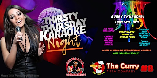 Image principale de THIRSTY THURSDAY KARAOKE PARTY @ THE CURRY PIZZA COMPANY #8!