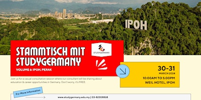 Free Education consultation in Ipoh, Perak! -  Stammtisch Mit StudyGermany primary image