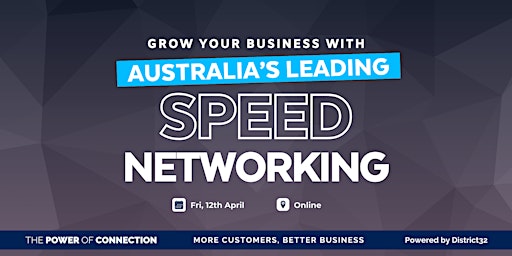 Australia’s Leading Speed Networking Event – Online – Fri 12 Apr primary image