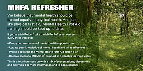 Adult MHFA Refresher (Inc Support & Benefits) Online