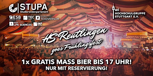 Imagem principal do evento HS Reutlingen x VWI goes Frühlingsfest - So. 28.04.24 @ Wasenwirt