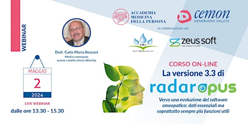 WEBINAR - LA VERSIONE 3.3 DI RADAR OPUS - DOTT. CARLO REZZANI primary image