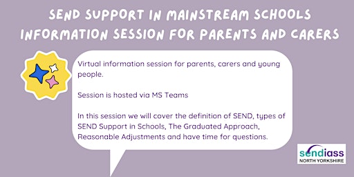 Imagem principal de SEND Support in Mainstream Schools - Information Session for Parents/Carers