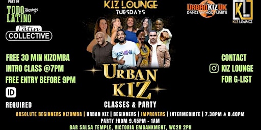 Imagem principal de URBAN KIZOMBA EVERY TUESDAY LONDON - FREE CLASS / FREE BUBBLES/ FREE BOOTH