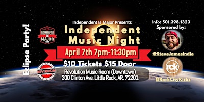 #IndependentMusicNight (Eclipse Party) 7pm-11:30pm @RevRoomLR primary image