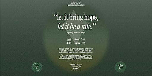 Imagem principal do evento Felice Noir:Domi Presents "Let it Be a Tale" a poetry series for Palestine