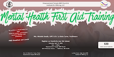 Mental Health First Aid Training - Adult (In-person)
