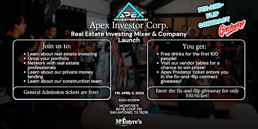 Imagem principal do evento Apex Investor Corp Grand Opening Mixer