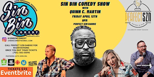 Imagem principal do evento Sin Bin Comedy Show at Perfect SZN Barrie with Quinn C. Martin