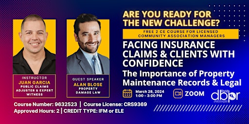 Imagen principal de Facing Insurance Claims and Clients with Confidence (FREE CAM CE)