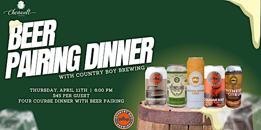 Imagem principal do evento Beer Pairing Dinner with Country Boy Brewing