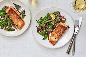 Immagine principale di UBS IN PERSON Cooking Class: Sumac Salmon with Lemony Sugar Snap Peas 