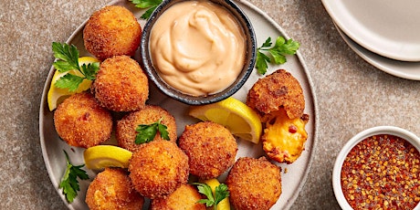 UBS IN PERSON Cooking Class: Cheese Fritters w Honey Mustard & Herb Salad