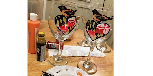 Hauptbild für MD Orioles Wine Glass: Pasadena, Greene Turtle with Artist Katie Detrich!