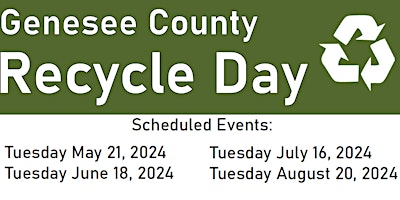 Imagem principal de BY APPOINTMENT ONLY Genesee County May 21, 2024 Recycle Day